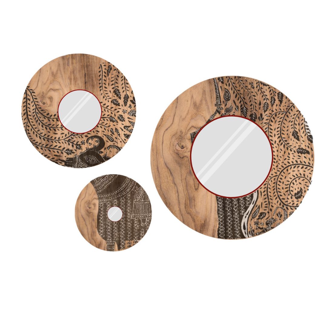 Mata Ni Pachedi Handpainted Wooden Mirror